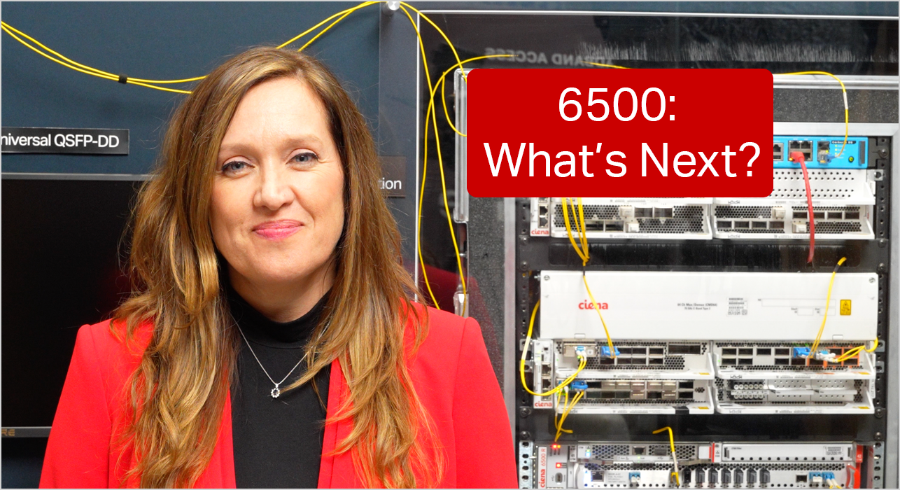 Paulina Gomez infront of a 6500 rack talking about Maximizing your 6500 network investment with new technology innovations